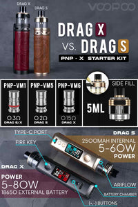Voopoo DRAG X PNP-X 80W Pod System infographic