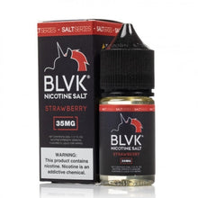 Load image into Gallery viewer, BLVK Unicorn Nicotine Salt - Strawberry Box &amp; Bottle

